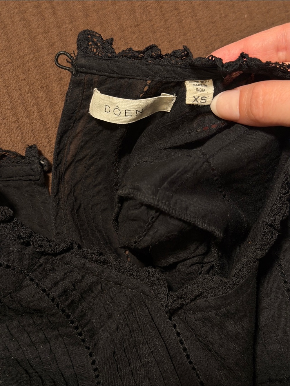 Doen Minetta Embroidered Black Tiered Midi Dress with Belt Size XS NWOT - Picture 4 of 7